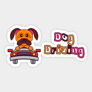Dog Driving A Car Sticker